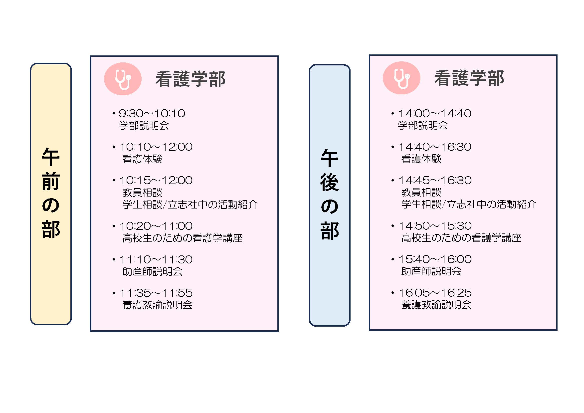 オープンキャンパス時間(看護学部)